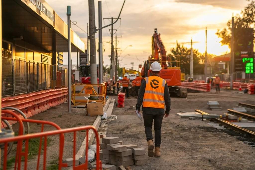 Streetscape works at the Maidstone tram maintenance facility